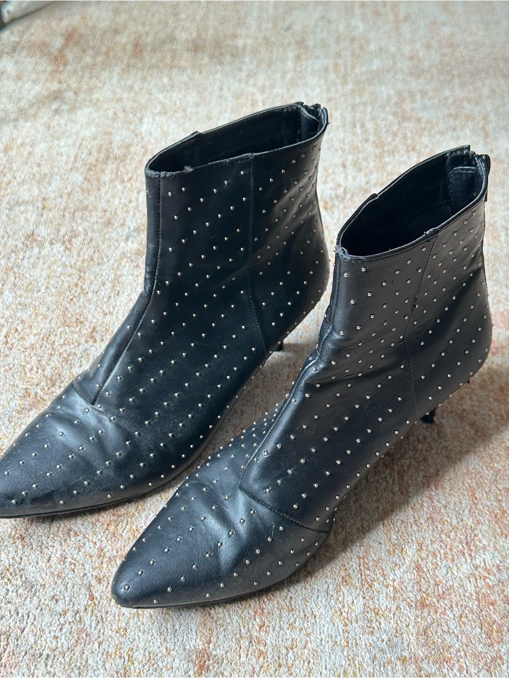 Studded Kitten Ankle Boots , Size 9
